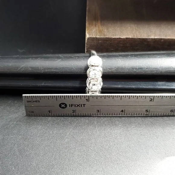 Size 6.25 Sterling Silver Five Brilliant Cubic Zirconia Ring - Picture 8 of 9